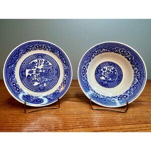 Lot of 1 cereal bowl and 1 bread and butter plate Willow Ware Royal China underg